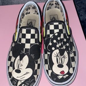 Disney checkered slip on vans